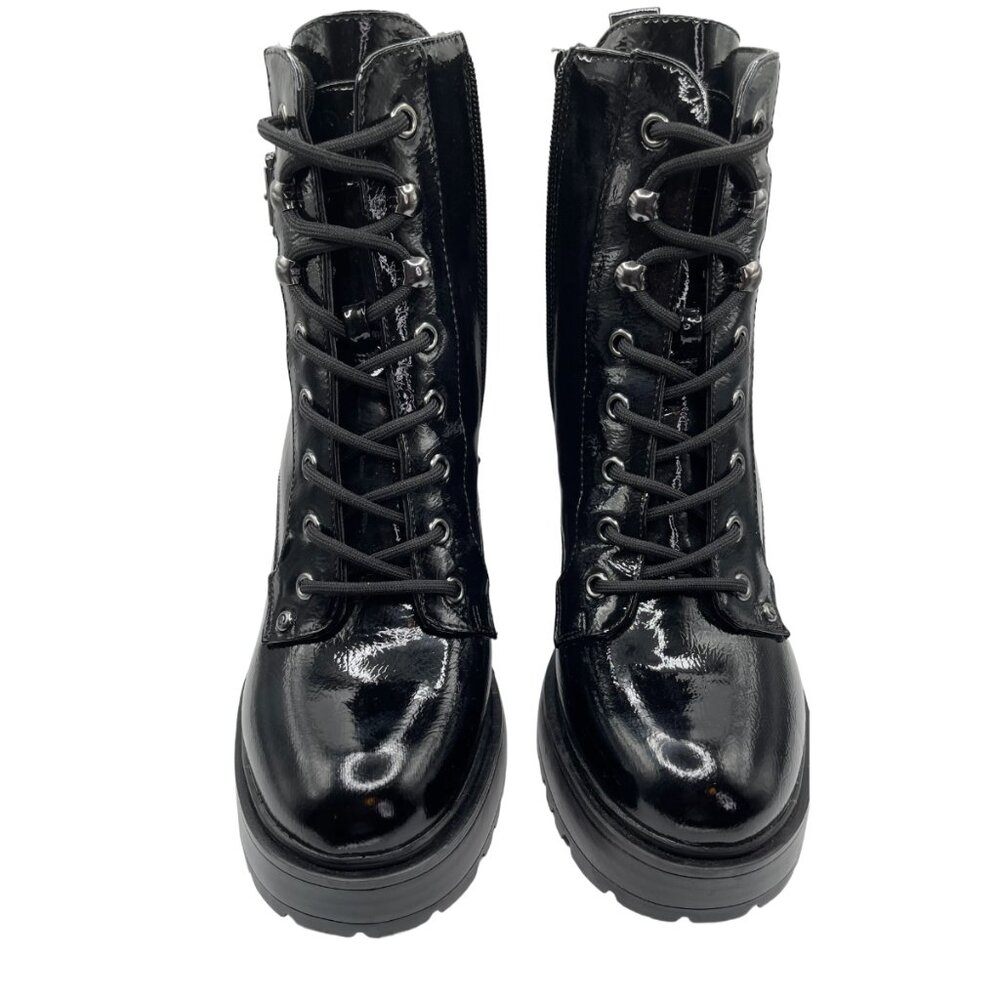 Women Black Lace-Up Boots Size 9